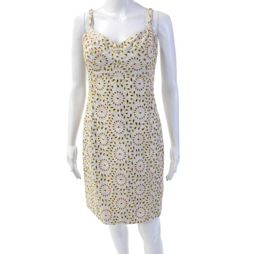 Ticci Tonetto Womens White Floral Sleeveless Sheath Dress Knee Length Size M